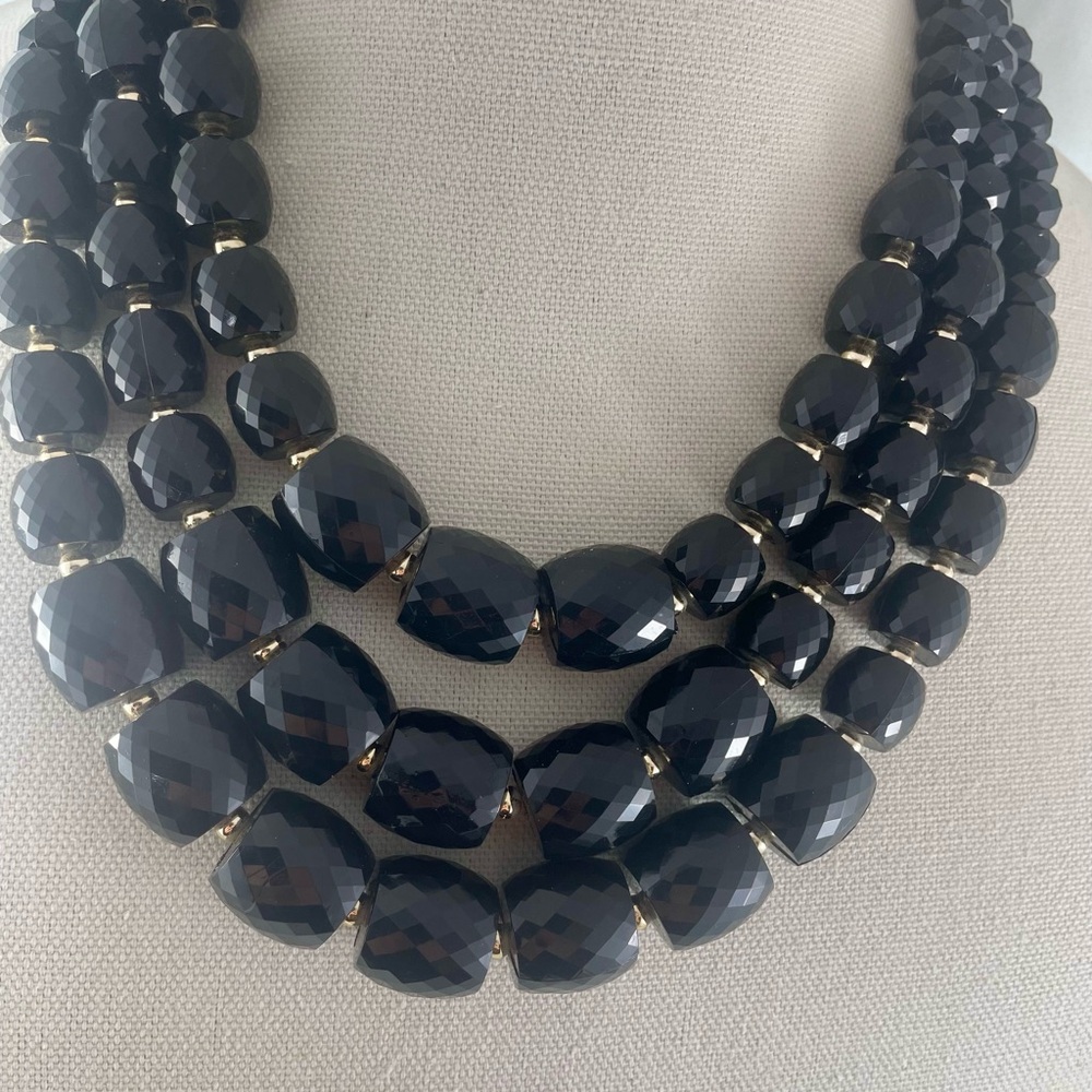 Vintage KJL Elegant Black Beaded Necklace